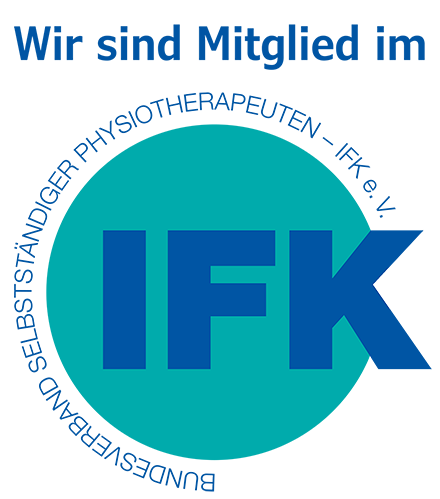IFK-Logo in Blau und Türkis, stilisierter Kopf mit Buchstaben "IFK".