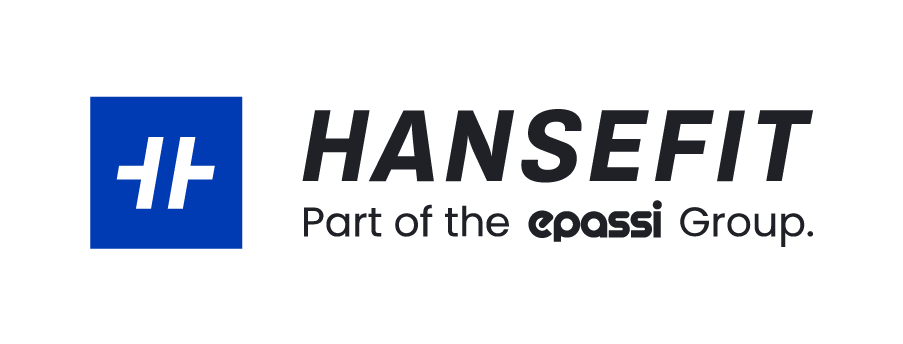 Hansefit Logo in Blau und Schwarz mit H Symbol und dunklem Schriftzug